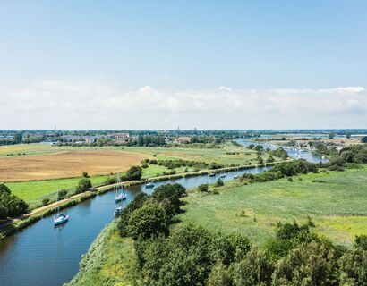 Luftaufnahme vom Ryck Richtung Greifswald